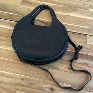 Black, leather anthropology, hobo bag